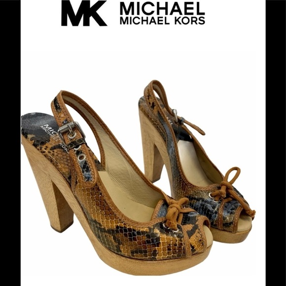 Michael Kors sling back snake skin wooden clogs - Picture 11 of 11